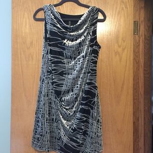 NWOT - Black and Silver/White Fitted Dress - Large